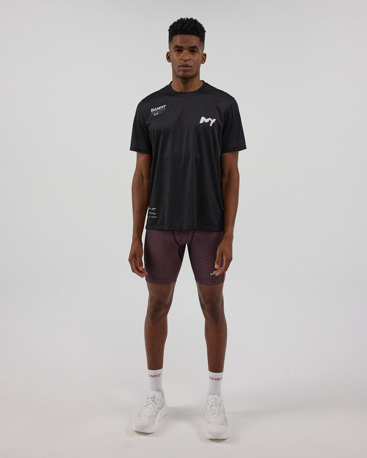 Bandit Striped Cadence™ 7 Pocket Half Tights Men's - Black with Mauve - Frontrunner Colombo